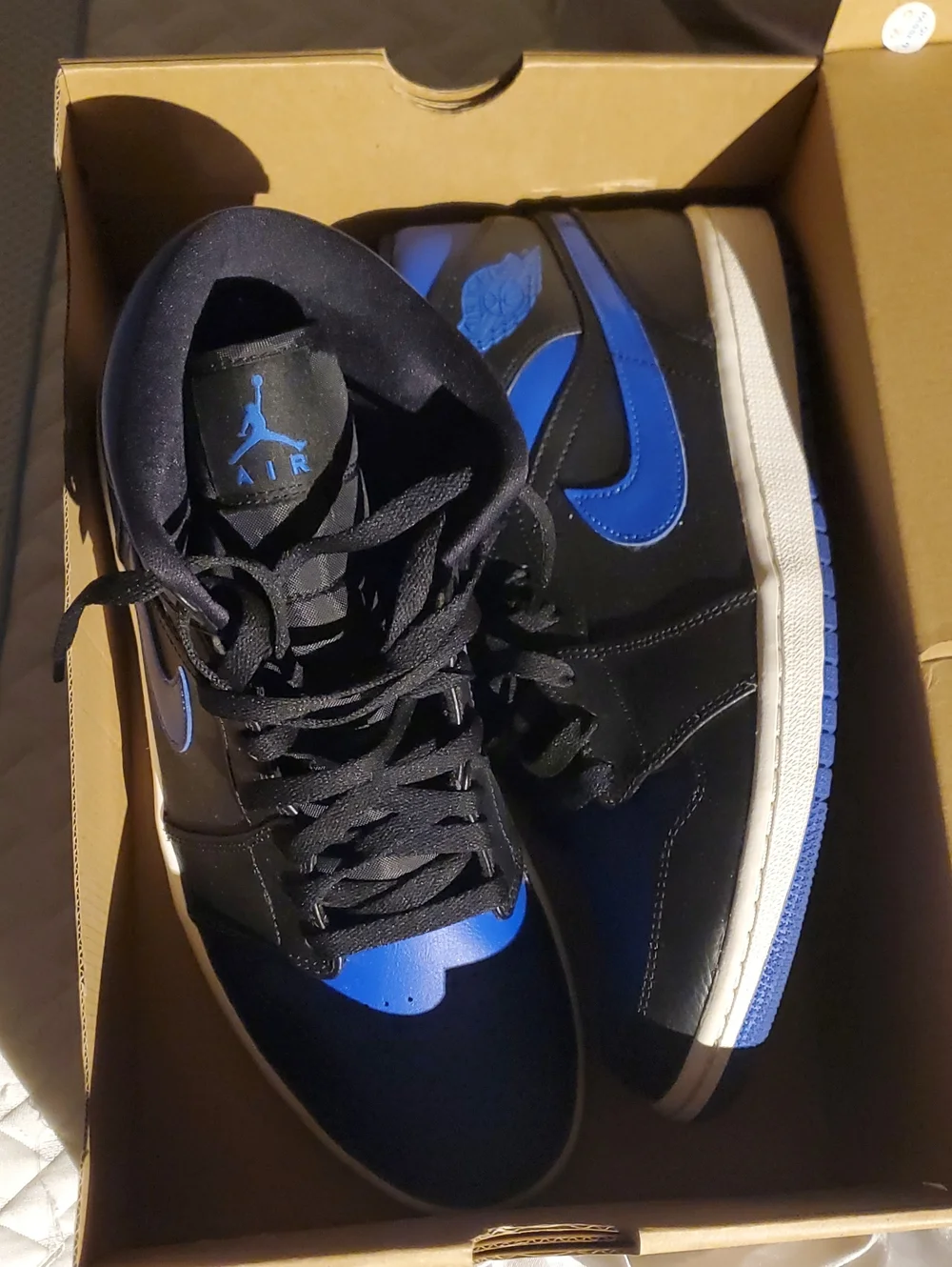 Jordan MID 1 Black and Blue  Basketball Sneakers
